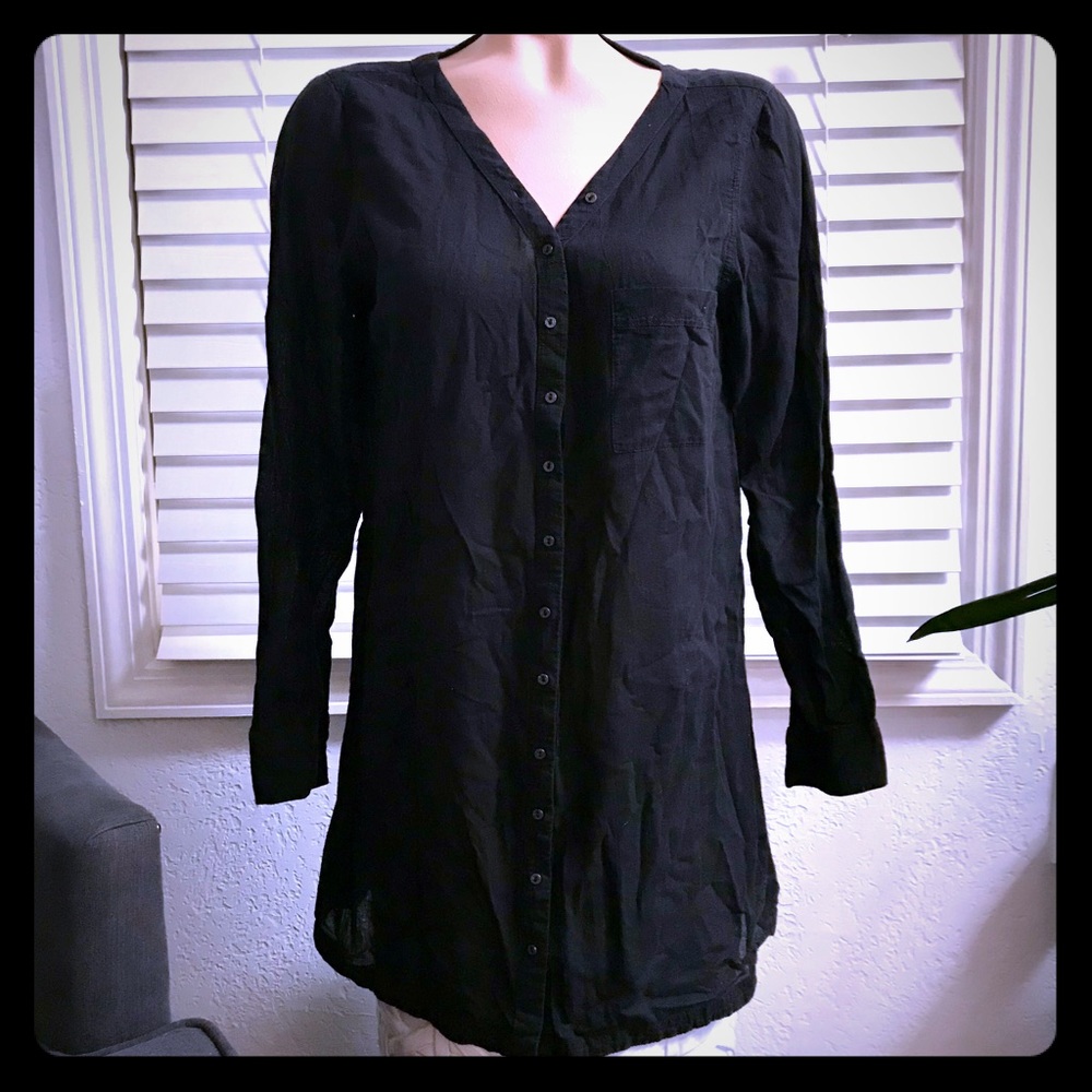 Joie Black Button Down Tunic Small - image 1